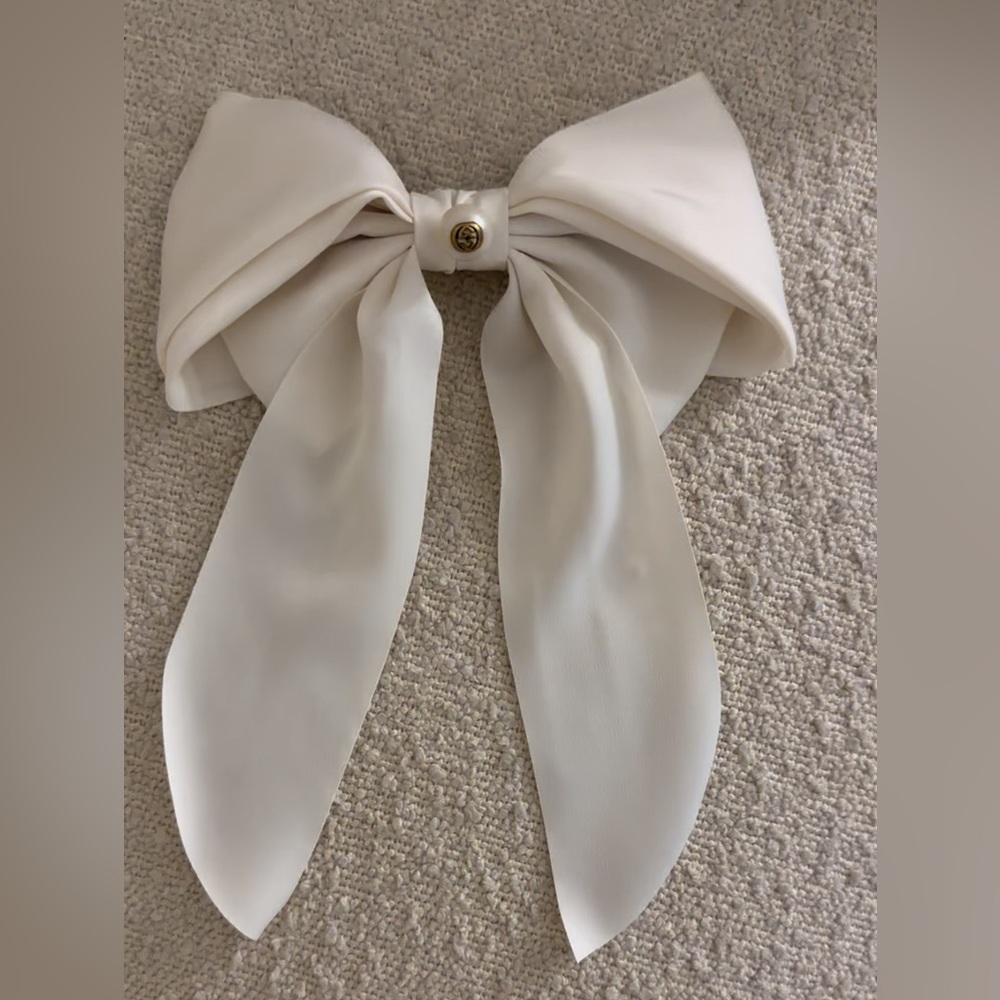 Satin Bow adorned with Vintage Gucci Button